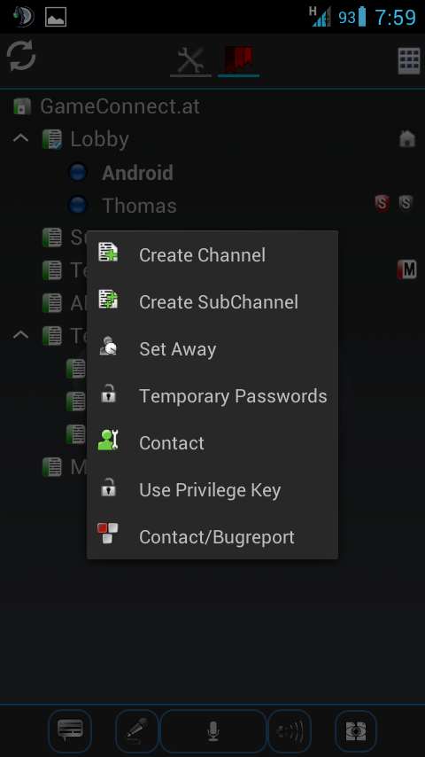 Teamspeak Adroid Beta Kontextmenü