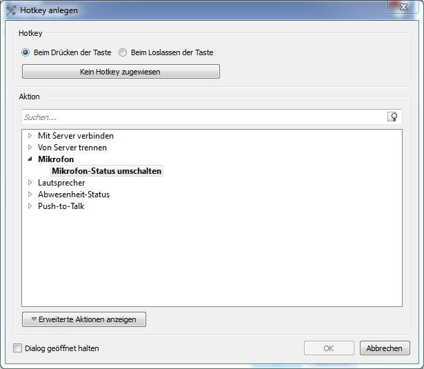 Neuer Hotkey - Mikrofon stumm