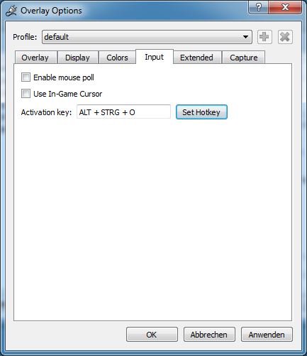 Overlay Hotkey zuweisen