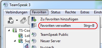 Teamspeak Favoriten verwalten