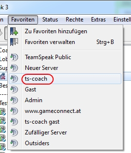 mit Teamspeak Favoriten verbinden