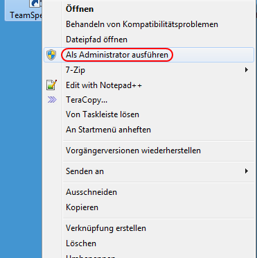 Teamspeak als Administrator ausführen