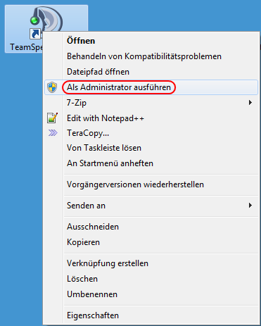 Teamspeak als Administrator ausführen