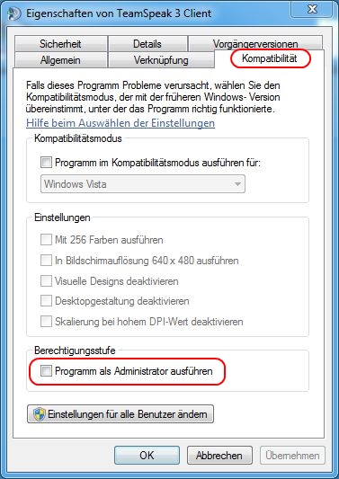 Teamspeak Eigenschaften Kompatibilität