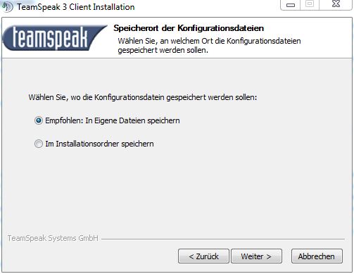 Teamspeak in eigenen Dateien speichern