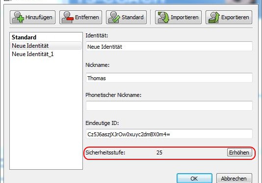 Teamspeak Sicherheitsstufe