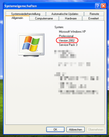 Bit Version von Windows XP