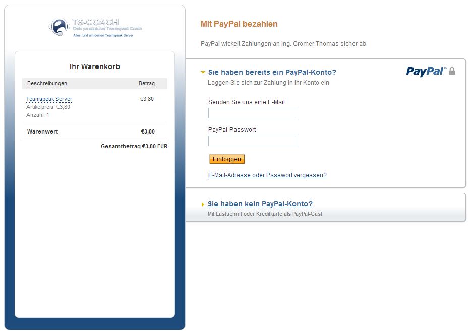 Mit PayPal bezahlen