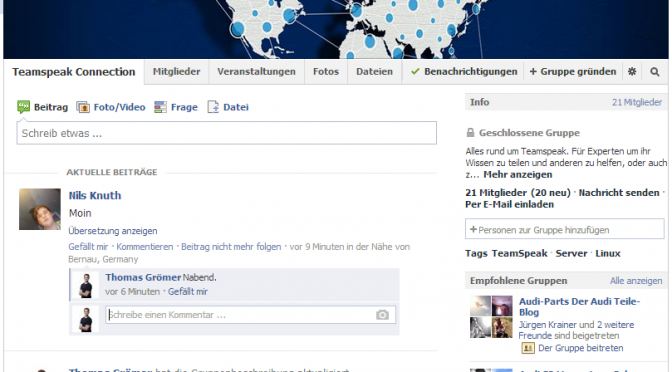 Teamspeak Facebook Gruppe