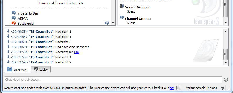 Teamspeak Bot Werbenachricht Client