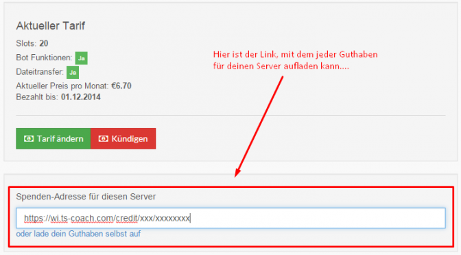 Teamspeak Server Spendenfunktion