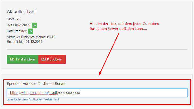 Teamspeak Server Spendenfunktion